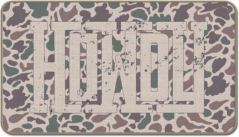 GTYNU Vintage Camo Western Howdy Door Mat 17 x 30,Western Home Decor Doormat,Cowgirl Cowboy Room Decor,Rustic Country Southwestern Decorative Outdoor Mats for Front Door - Image 1
